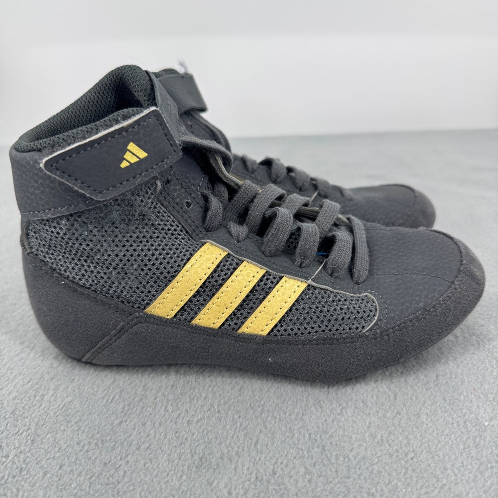 adidas HVC 2 Kids 13K Wrestling Shoes Black Gold Youth Mat Shoes HP6872